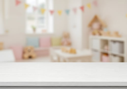 White table top and blurred room background photo