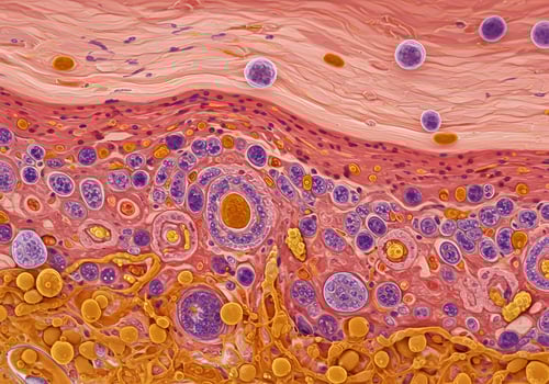 A close up of the skin and cells photo