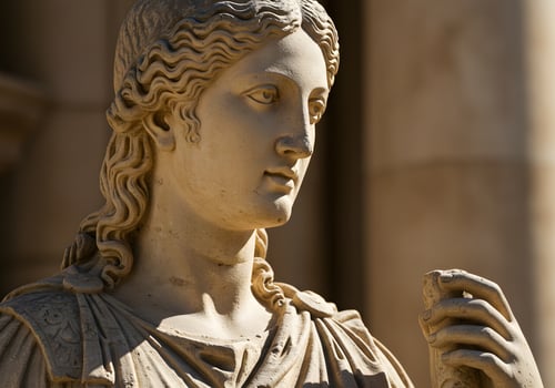 A statue of a woman holding a wine glass photo