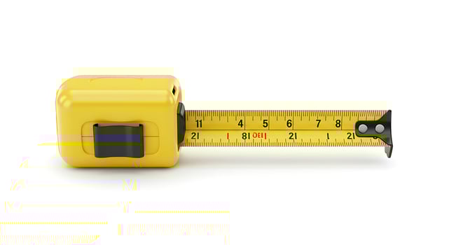 Yellow Tape Measure Extended on White Background for Construction or Diy Projects photo