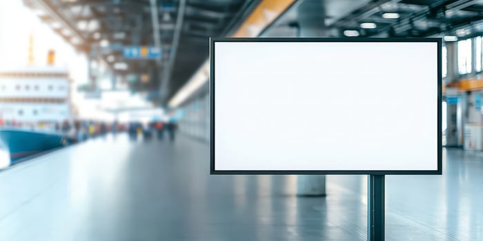 Blank advertising billboard in a modern public space. photo