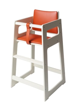 High baby chair for catering establishment isolated on white photo