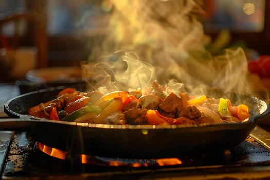 Sizzling Stir Fry with Fresh Vegetables and Savory Meat. photo