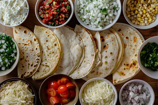 Delicious Tacos Ready to Assemble with Fresh Ingredients. photo