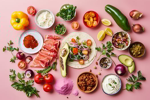 Fresh Ingredients for Delicious Tacos Ready to Be Assembled. photo