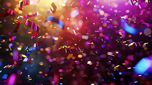 Celebrate with a Shower of Colorful Confetti and Bokeh Lights. photo
