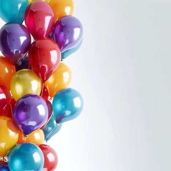 Colorful Balloons Floating Gracefully on a Clean White Background. photo