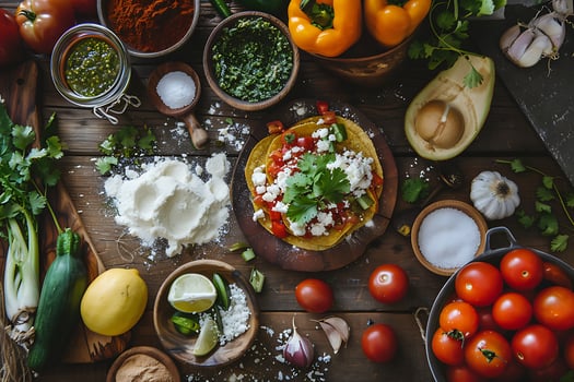 Fresh Ingredients Ready for Delicious Tacos and Guacamole Prep. photo