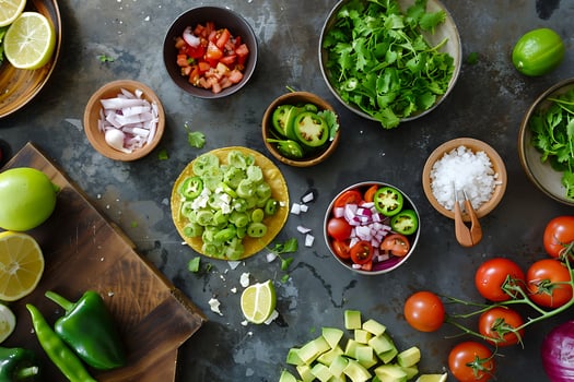 Fresh Ingredients Ready for Delicious Tacos and Guacamole. photo