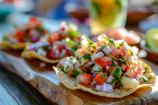 Fresh Mexican Ceviche Tostadas Bursting with Flavor and Color. photo