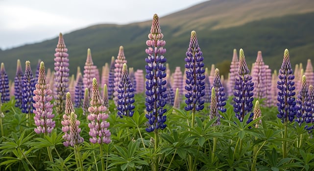 Lupine flowers in a field photo