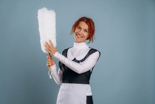 Maid with a cleaning duster photo