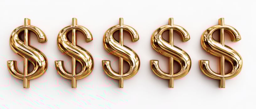 The shiny gold dollar signs representing wealth and financial success. photo