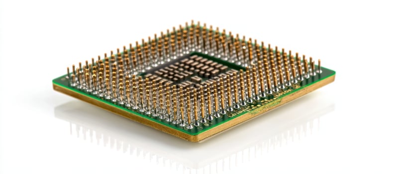The intricate details of a computer microprocessor reflecting modern technology excellence. photo