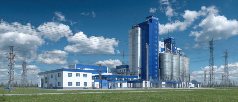 The industrial facility showcasing modern agricultural production and storage systems. photo