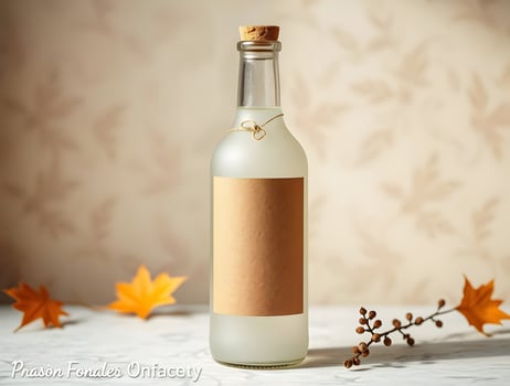 Frosted Glass Bottle with Autumnal Accents photo