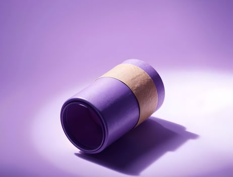 Purple Cup with Kraft Paper Band Minimalist Product Photography photo
