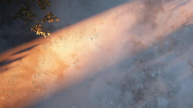 Warm sunlight illuminating a textured surface with subtle details and natural shadows in an outdoor setting photo