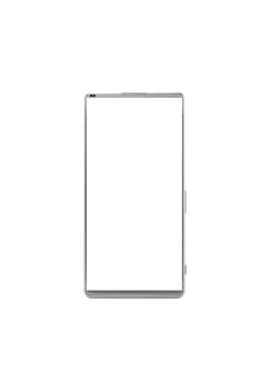 Vertical image of smartphone blank screen isolated on white background with clipping path, mobile device with phone display and touch screen, digital gadget, technology. photo