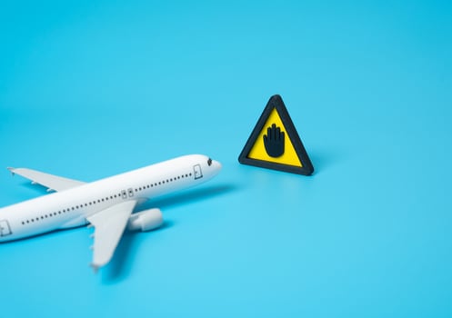 Stopping flights. Prohibition of entry into airspace by aircraft. Flight restrictions. Diplomatic tensions. Border control measures. International isolation. Rerouting costs. Global mobility limits. photo