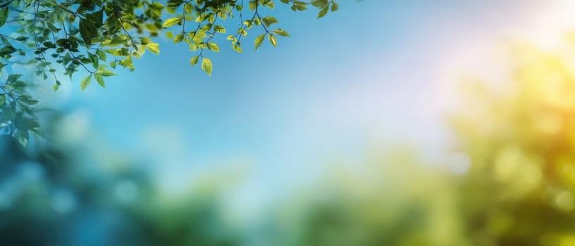 The Vibrant Greenery Framing a Beautiful Blue Sky with Soft Light photo