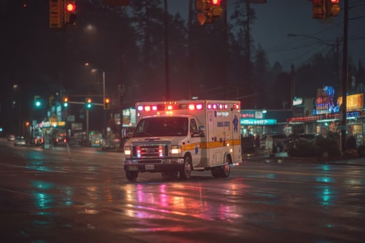 Ambulance on the road photo