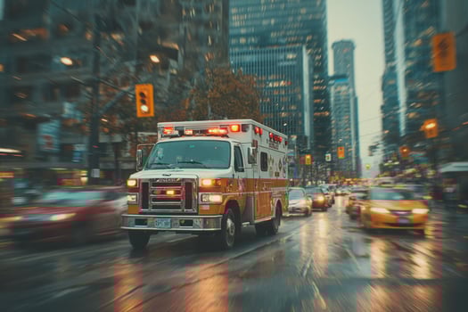 Ambulance on the road in toronto, ontario, canada photo