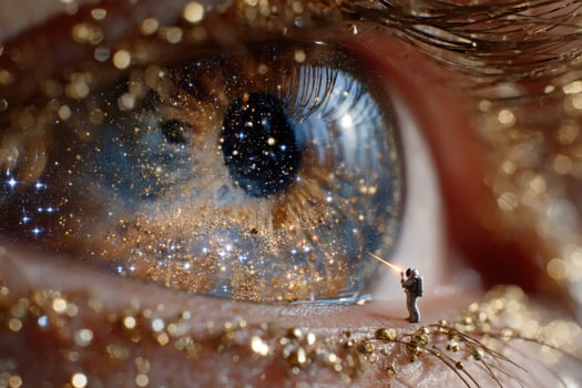 A person looking at a galaxy in the eye photo