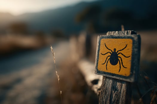 A sign on a wooden fence with a spider on it photo
