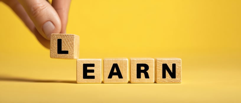 The wooden blocks spelling 'LEARN' for educational inspiration and motivation. photo