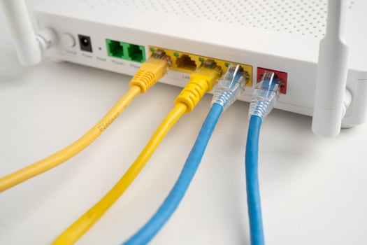 Ethernet cable with wireless router connect internet service photo