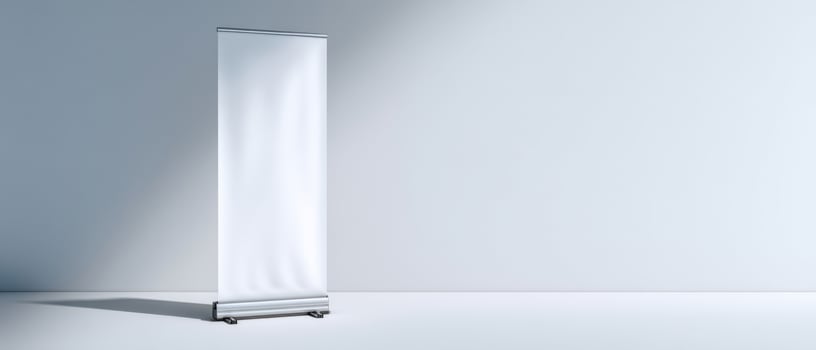 The blank roll-up banner ready for promotional display in modern settings. photo