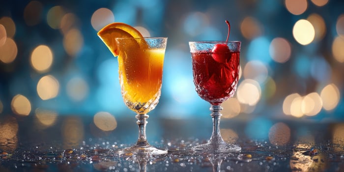 The Elegant Display of Colorful Cocktails on a Shimmering Surface photo