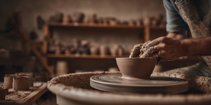 The Artisan Crafting a Beautiful Bowl on the Pottery Wheel photo
