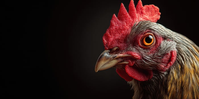 The Captivating Close-Up of a Colorful Rooster's Headshot photo