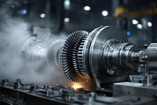 A large industrial machine with steam coming out of it photo