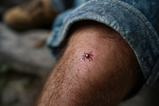 A man with a spider bite on his leg photo