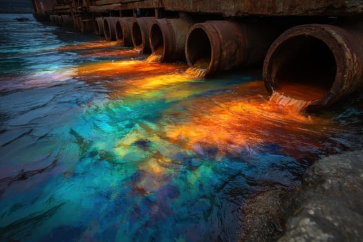 A group of pipes with colorful water flowing through them photo