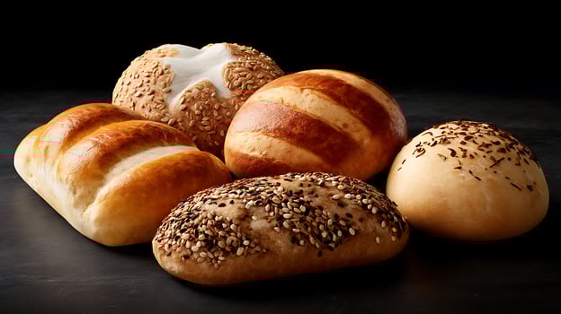 Assorted Delicious Rolls and Breads on Display photo
