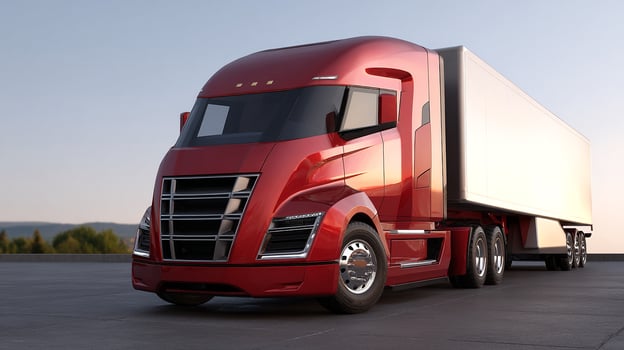 Sleek and Modern Red Electric Truck Design Ready for Future Transportation photo