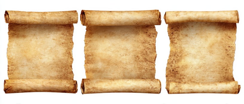 The aged parchment scrolls ready for creative writing or design projects. photo