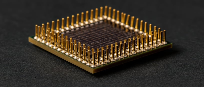 The intricately designed microchip showcasing advanced electronic technology and precision engineering photo