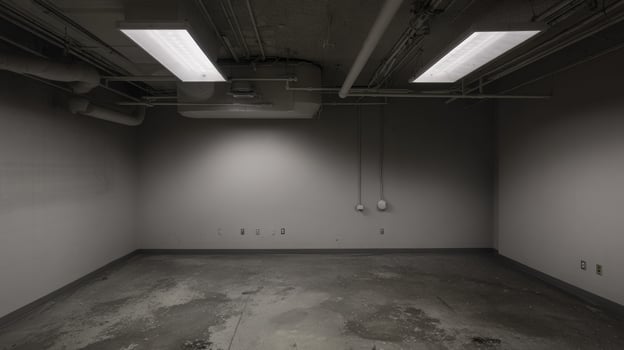 image of empty basement room with concrete floor photo