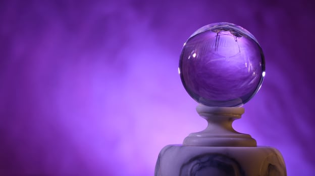 image of crystal ball glows with mystical light photo