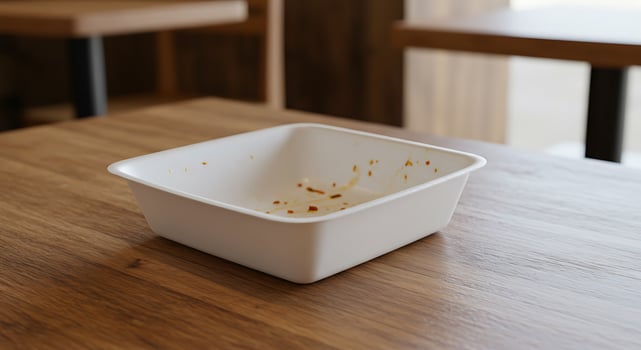 A white bowl on a table photo