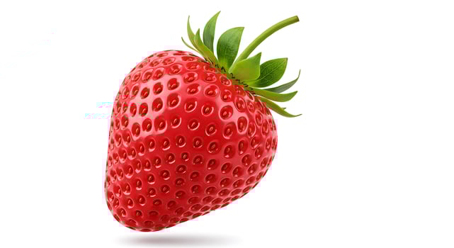 A strawberry is shown on a white background photo