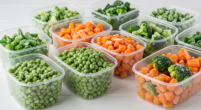 A variety of vegetables in plastic containers photo