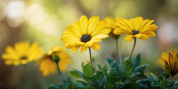 The Vibrant Yellow Flowers Blooming Under Soft Natural Light photo