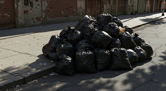 A pile of garbage on the street photo