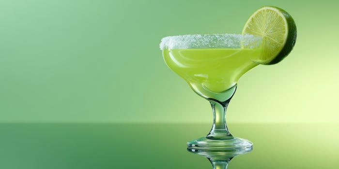 The refreshing margarita cocktail with lime and salt on a vibrant background. photo